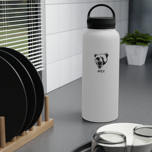 Stainless Steel Water Bottle, Handle Lid White / Black Logo