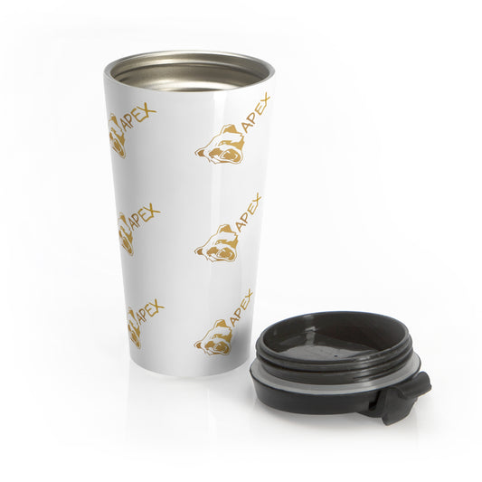 Stainless Steel Travel Mug BG white / gold logo pattern