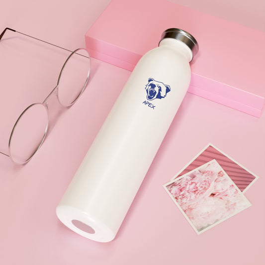 Slim Water Bottle BG white / darkBlue logo