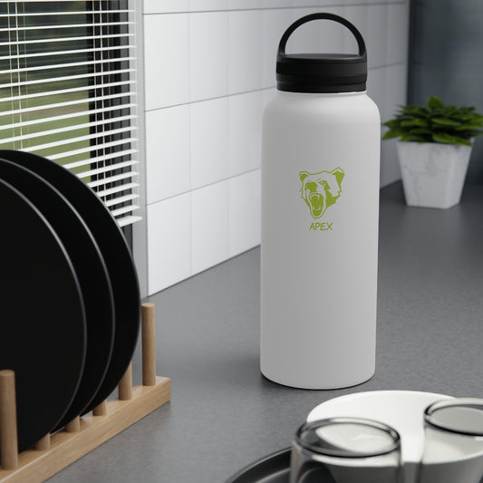 Stainless Steel Water Bottle, Handle Lid White / limeGreen Logo