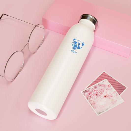 Slim Water Bottle BG white / lightBlue logo