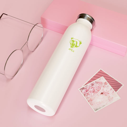 Slim Water Bottle BG white / limeGreen logo