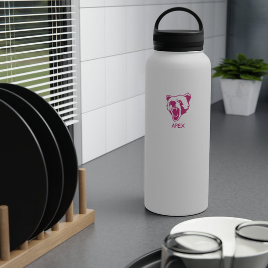 Stainless Steel Water Bottle, Handle Lid White / darkPink Logo