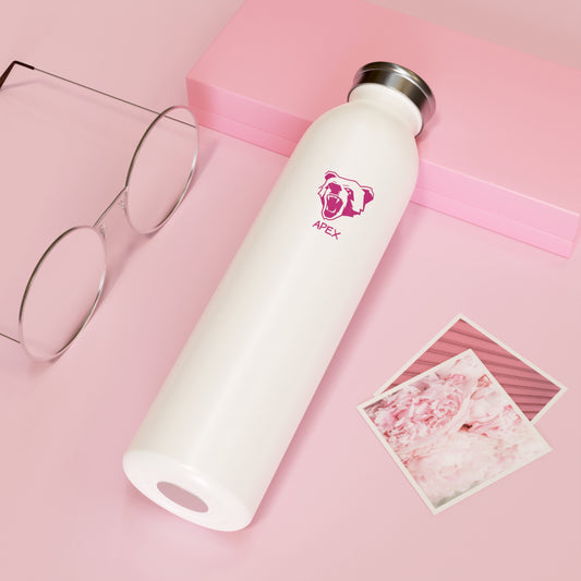 Slim Water Bottle BG white / darkPink logo