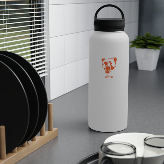 Stainless Steel Water Bottle, Handle Lid White / Orange Logo