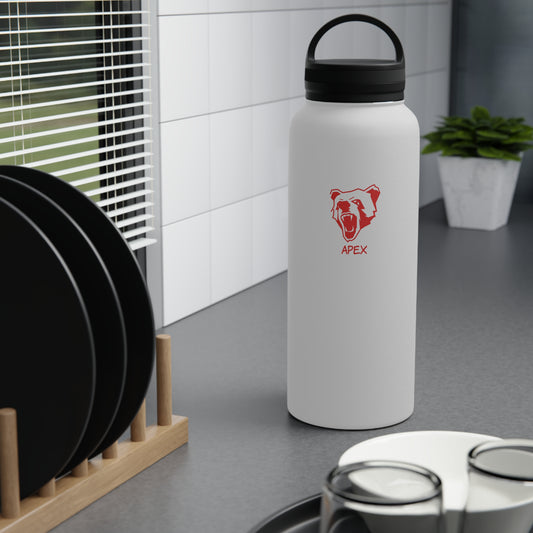 Stainless Steel Water Bottle, Handle Lid White / Red Logo