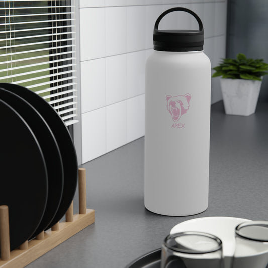 Stainless Steel Water Bottle, Handle Lid White / lightPink Logo