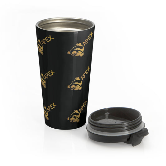 Stainless Steel Travel Mug BG black / gold logo pattern