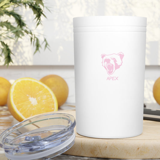 Vacuum Insulated Tumbler, 11oz style BG / lightPink logo