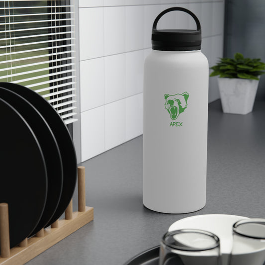 Stainless Steel Water Bottle, Handle Lid White / Green Logo